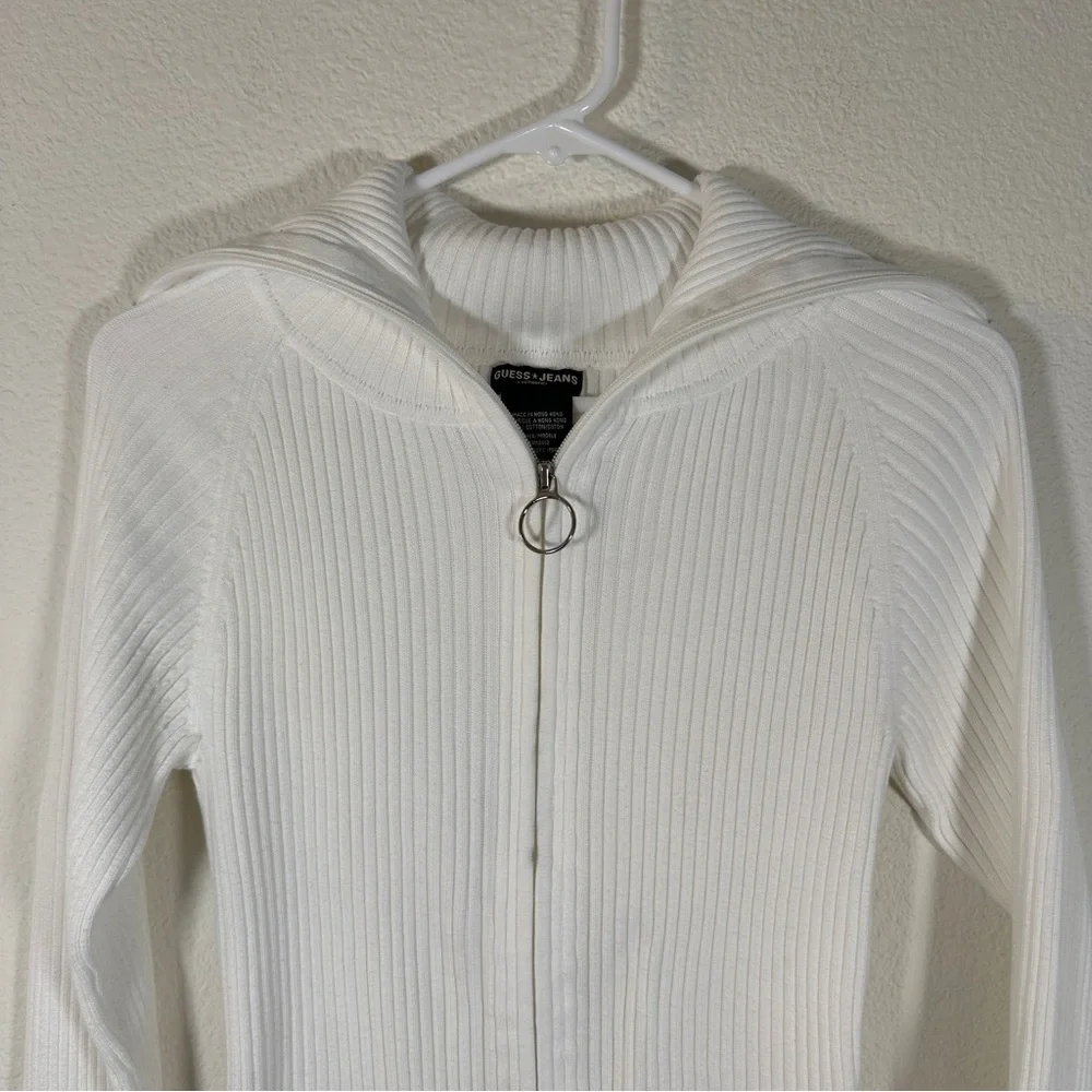Guess Jeans full zip ribbed sailor sweater size large Y2K Bratz - Picture 5 of 6